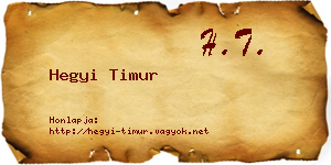 Hegyi Timur névjegykártya